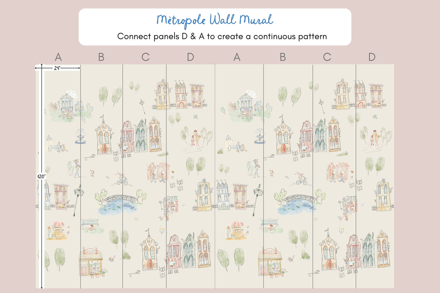 Mètropole Wall Mural, Full Wall Height
