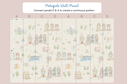 Mètropole Wall Mural, Full Wall Height