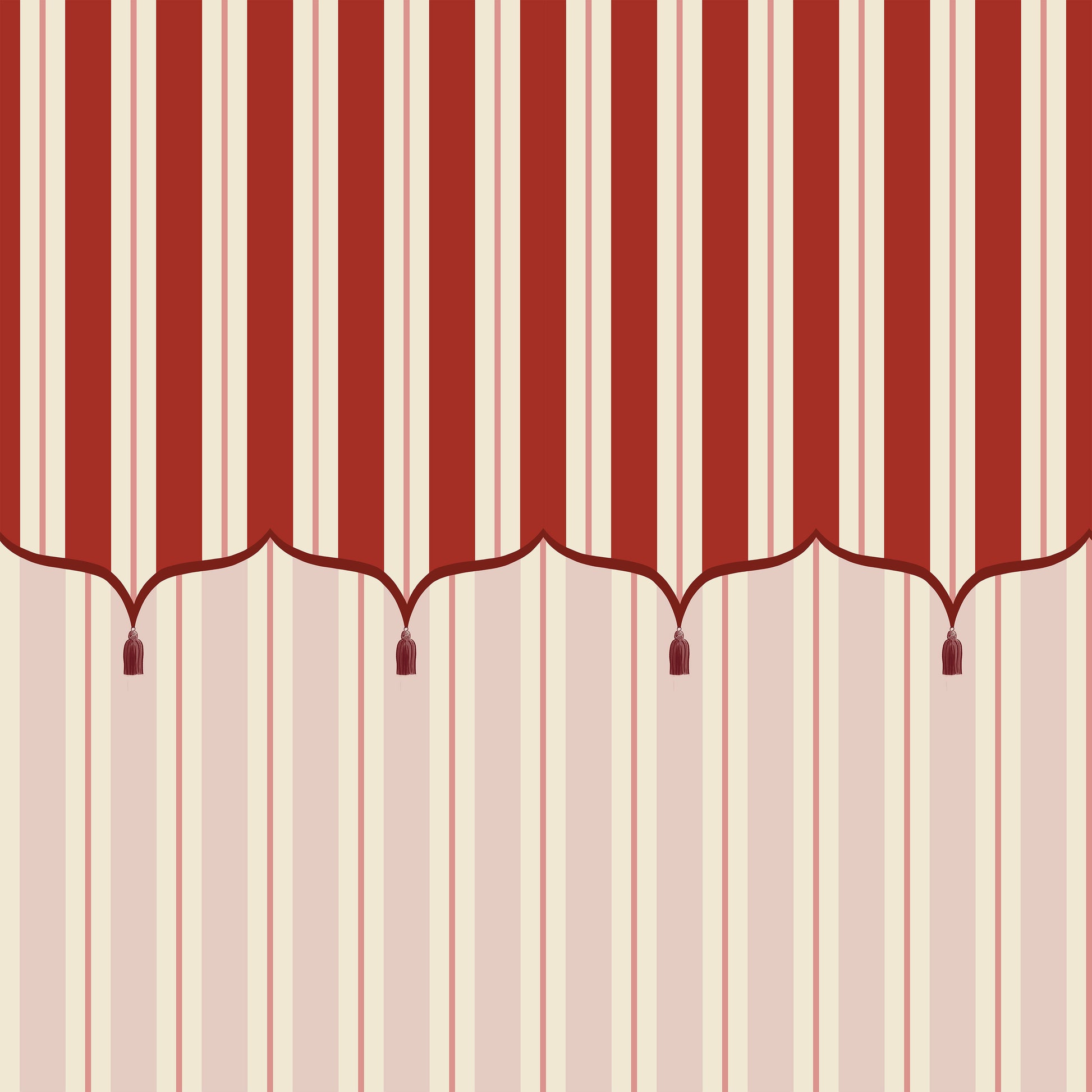 tented stripe wallpaper Funfair Tent Stripe, Pink & Red