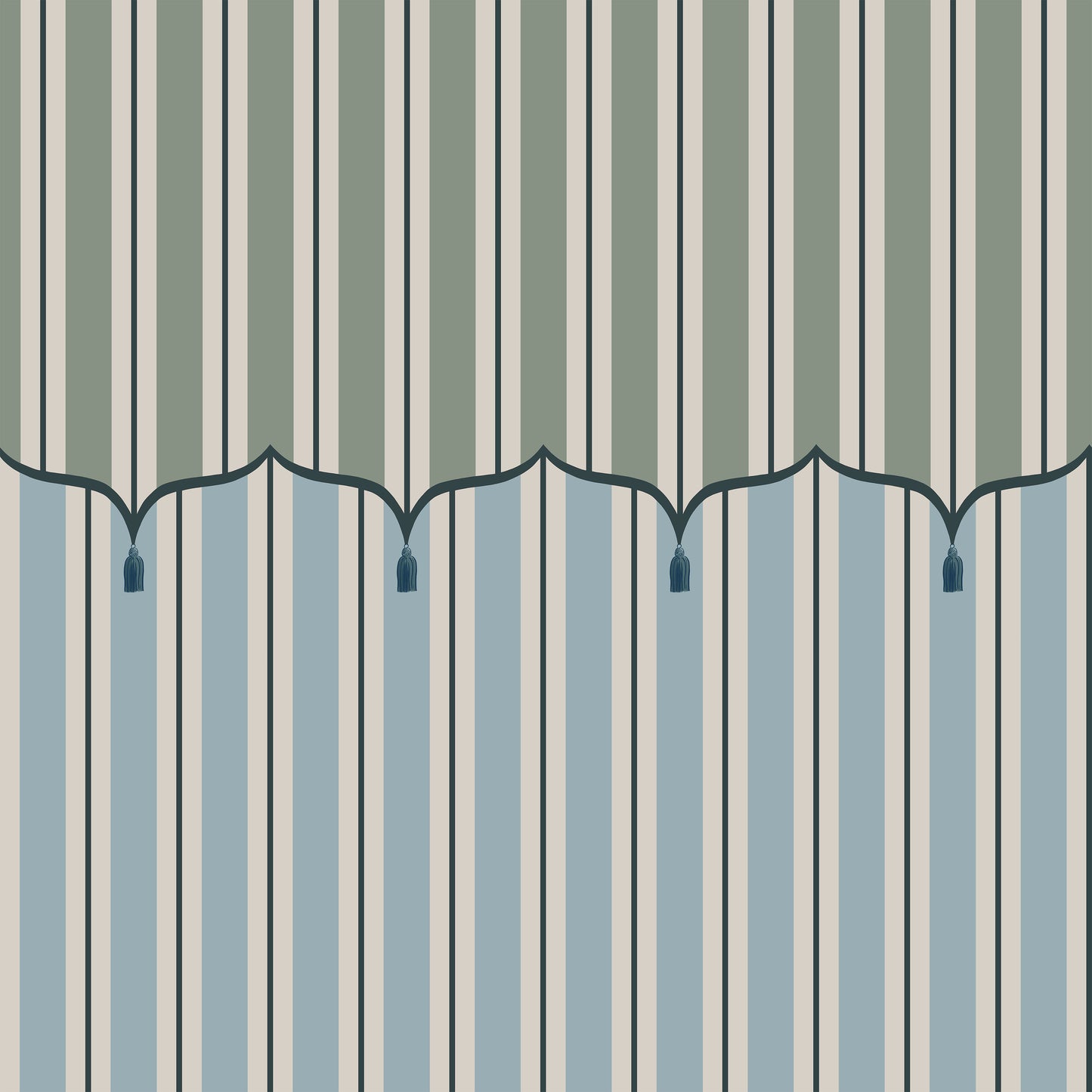 Funfair Tent Stripe, Green & Blue