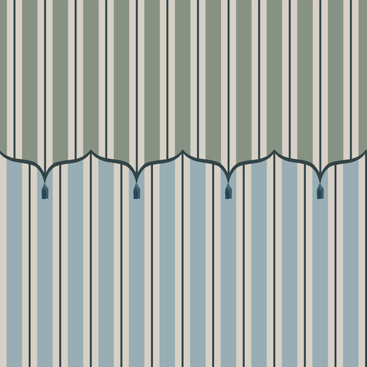 Funfair Tent Stripe, Green & Blue