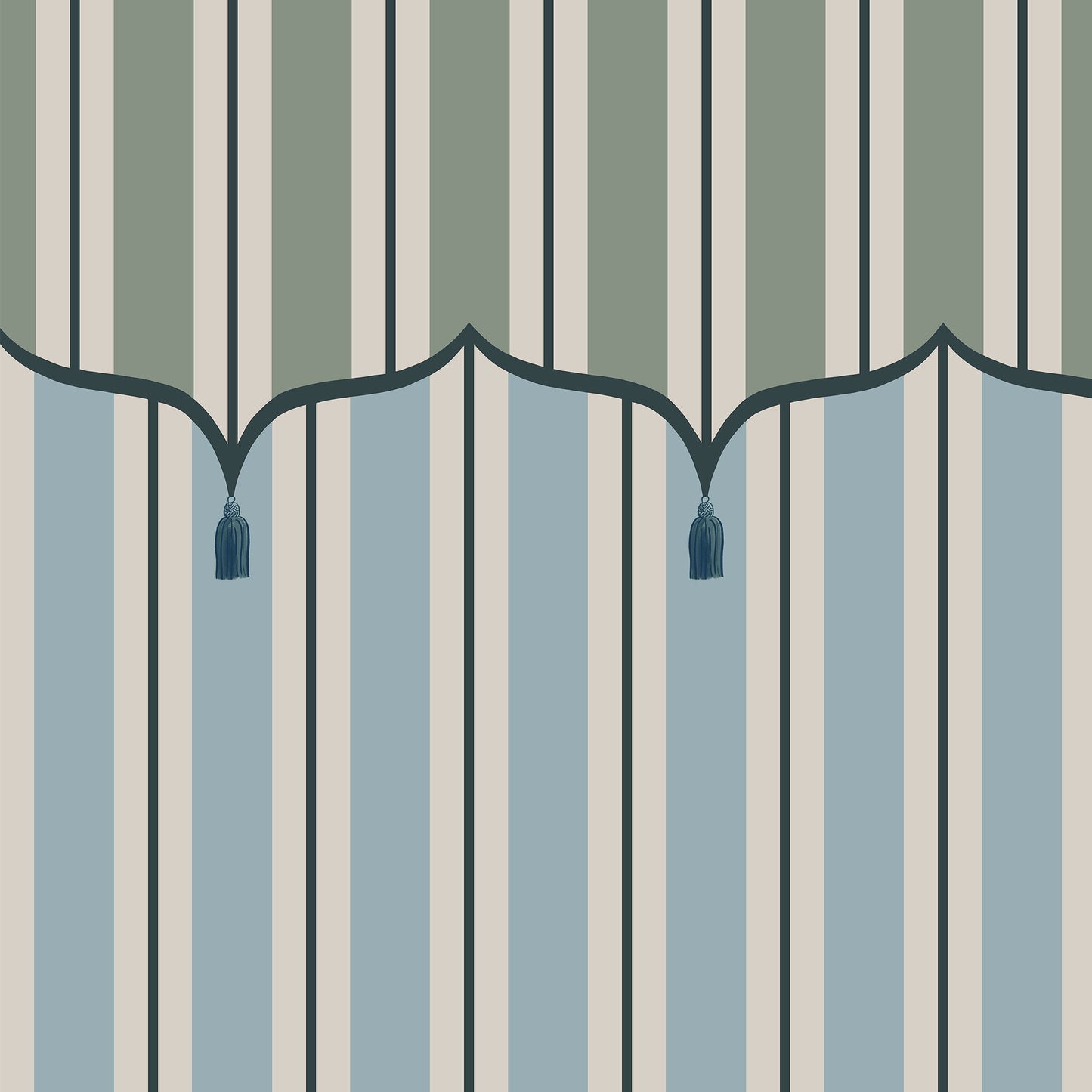Funfair Tent Stripe, Green & Blue
