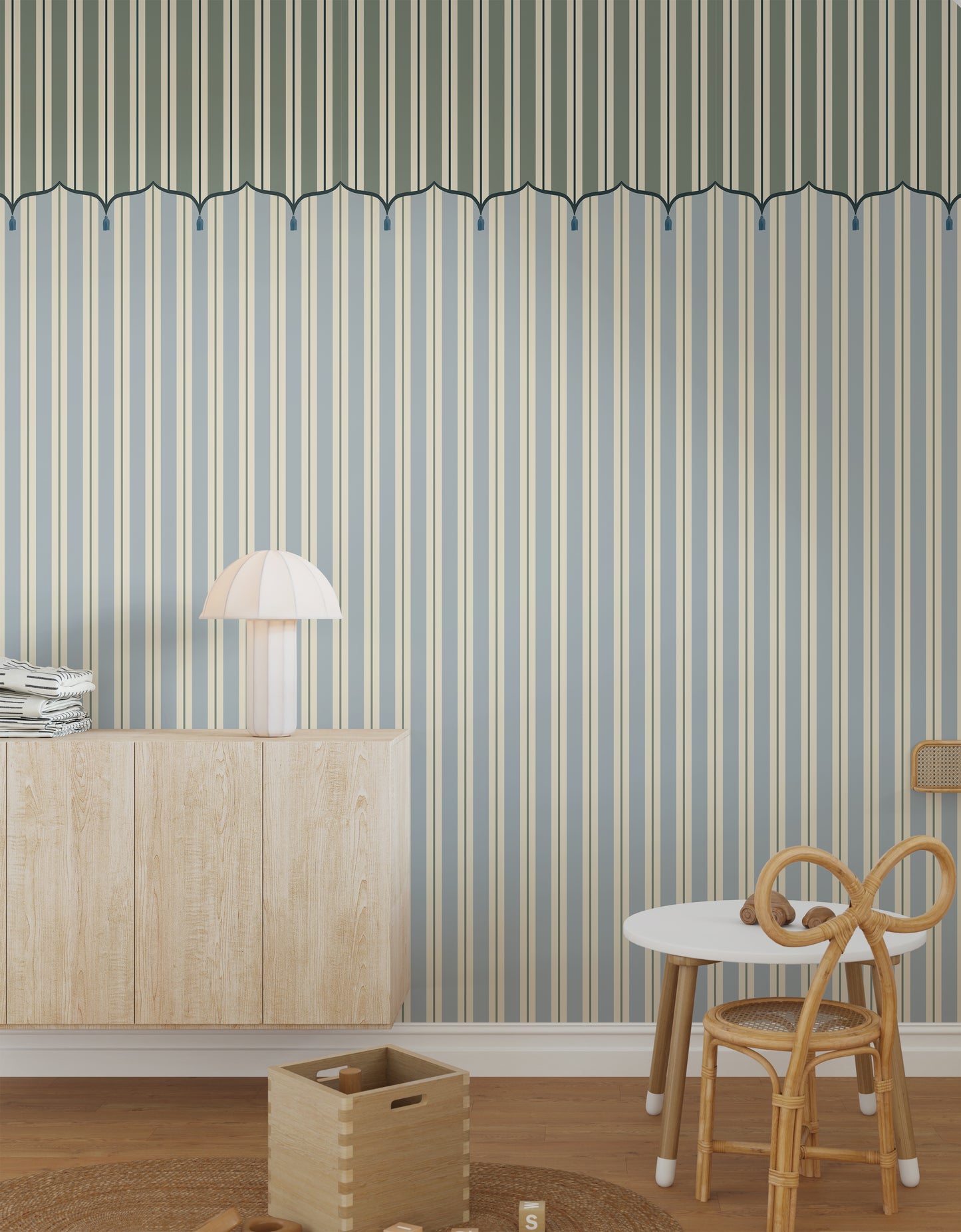 Funfair Tent Stripe, Green & Blue