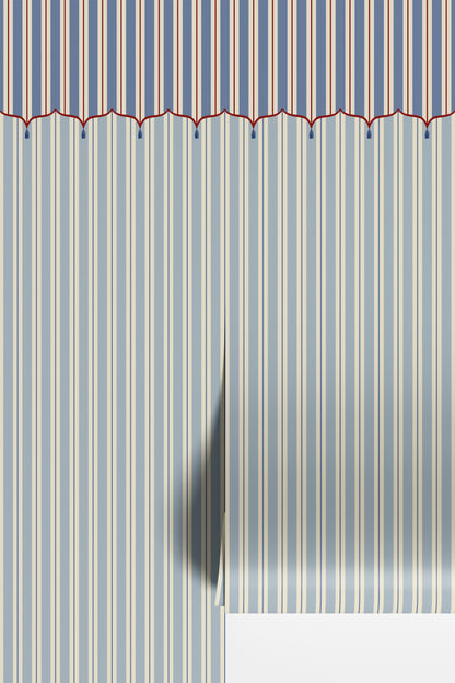 Funfair Tent Stripe, Blue & Red