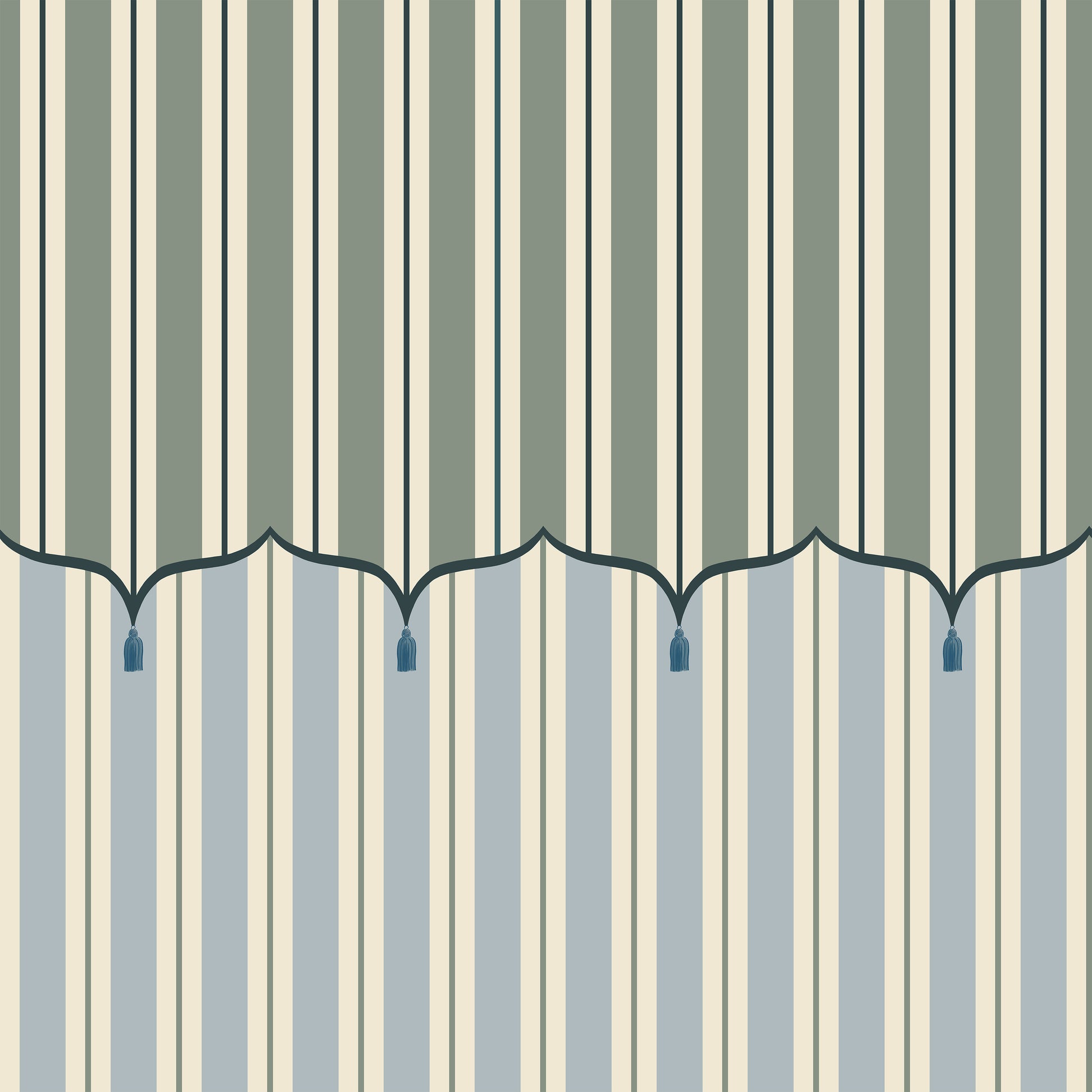 tent stripe wallpaper Funfair Tent Stripe, Green & Blue