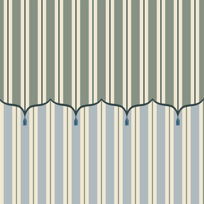 Funfair Tent Stripe, Green & Blue