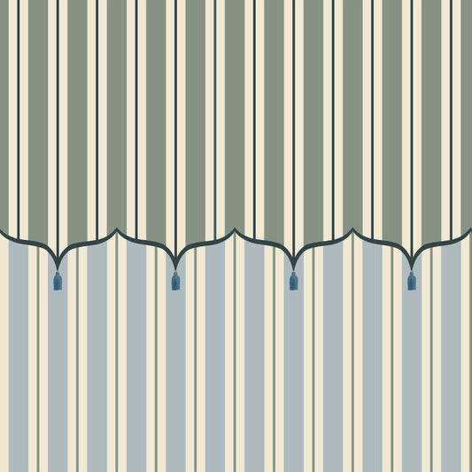 Funfair Tent Stripe, Green & Blue