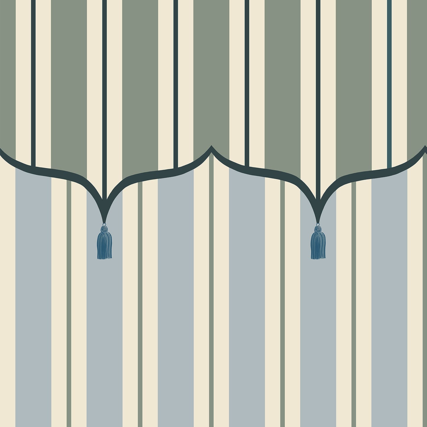 Funfair Tent Stripe, Green & Blue