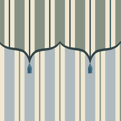 Funfair Tent Stripe, Green & Blue