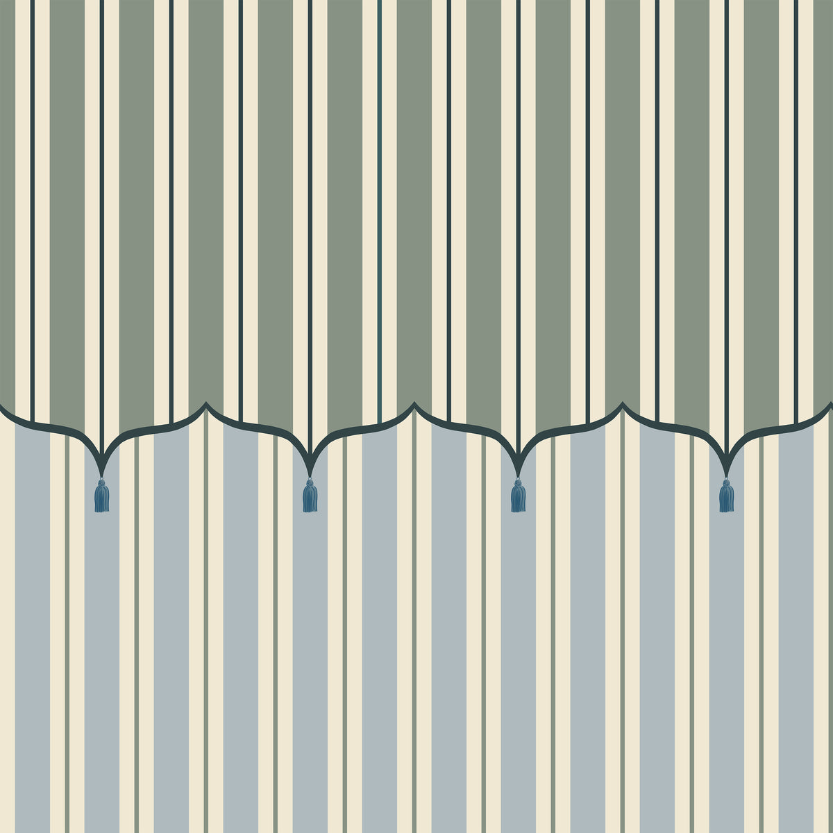 Funfair Tent Stripe, Green & Blue