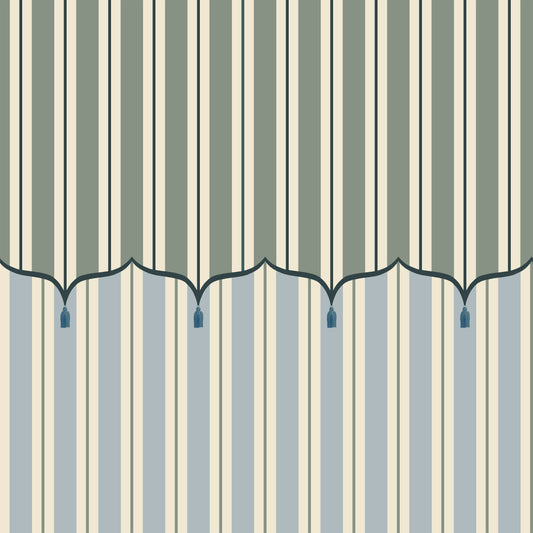 Funfair Tent Stripe, Green & Blue