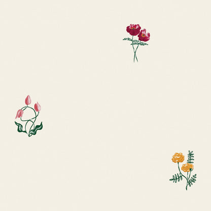 Illustrations of flowers on a beige background