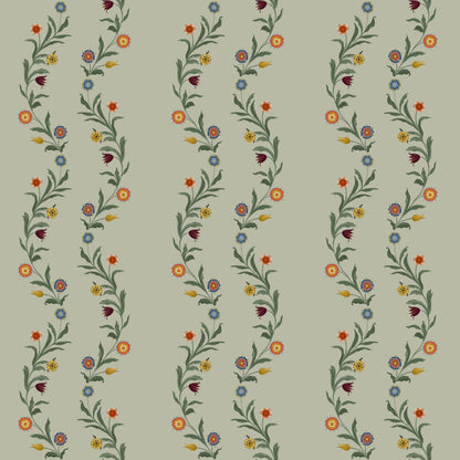 Decorative floral pattern on a light green background