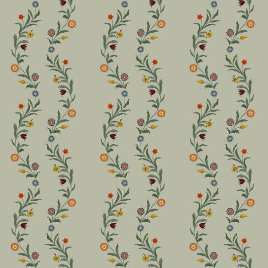 Decorative floral pattern on a light green background
