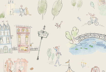 Mètropole Wall Mural, Half Wall Height