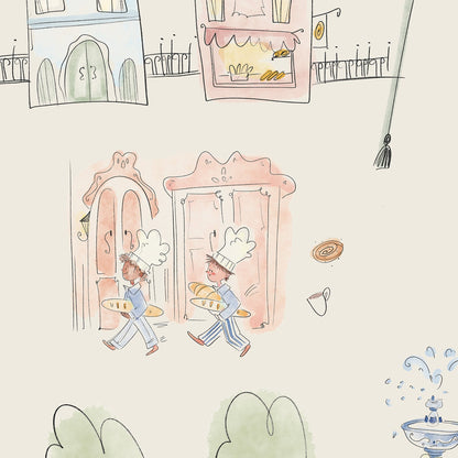 Mètropole Wall Mural, Half Wall Height