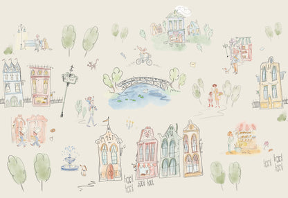 Mètropole Wall Mural, Half Wall Height