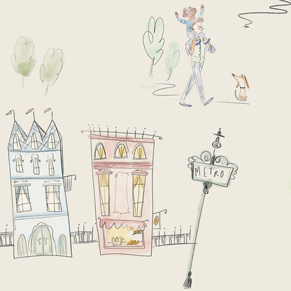 Mètropole Wall Mural, Full Wall Height