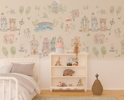 Mètropole Wall Mural, Half Wall Height