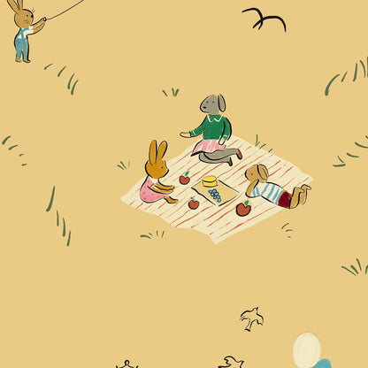 Bemelmans wallpaper animals in the park illustration wallpaper kids wallpaper yellow kids wallpaper city park wallpaper