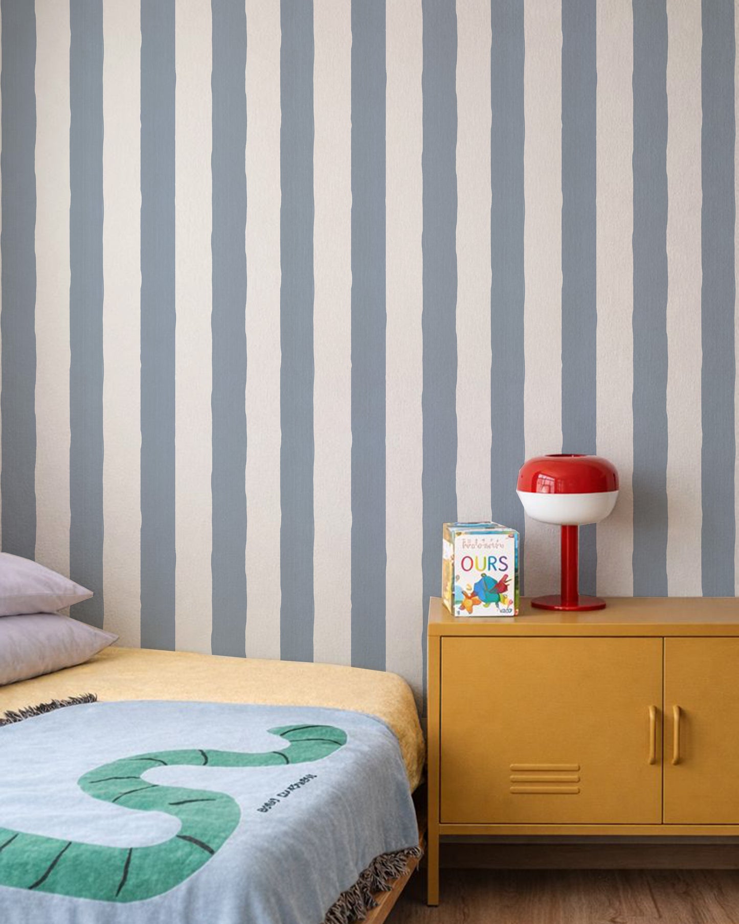Perfect Imperfect Stripe Wallpaper, Slate Blue