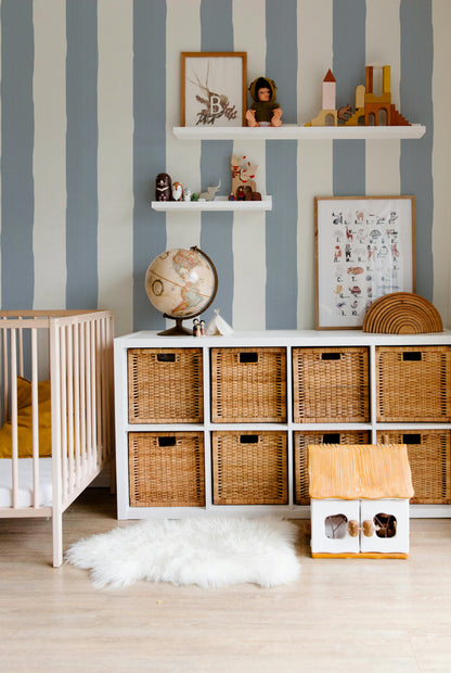 Perfect Imperfect Stripe Wallpaper, Slate Blue