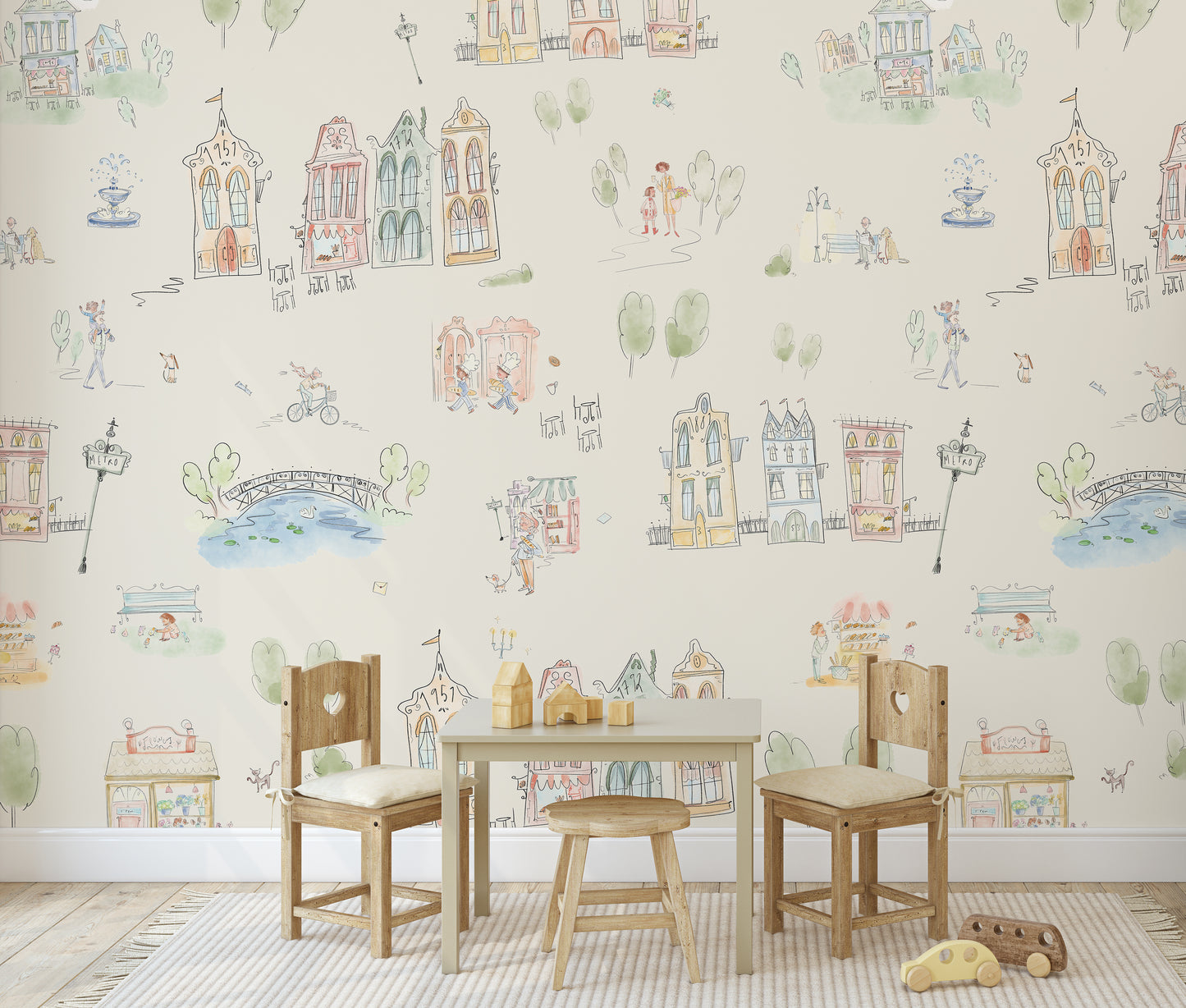 Mètropole Wall Mural, Full Wall Height