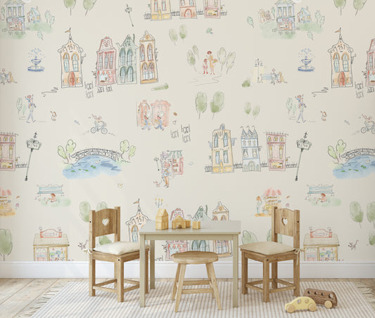 Mètropole Wall Mural, Full Wall Height