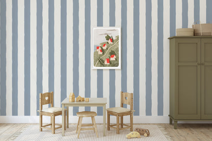 Perfect Imperfect Stripe Wallpaper, Slate Blue
